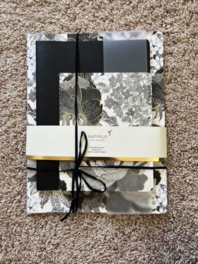 Papyrus Black, White & Gold Floral Notebook Gift Set
